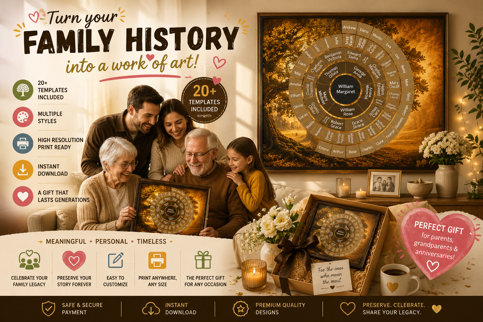 Family tree poster gift scene